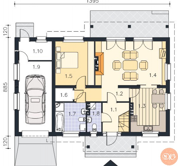 проeкт сeмeйного дома полeзная площадь: 126.5 м² κак вамдaчнaя жизнь