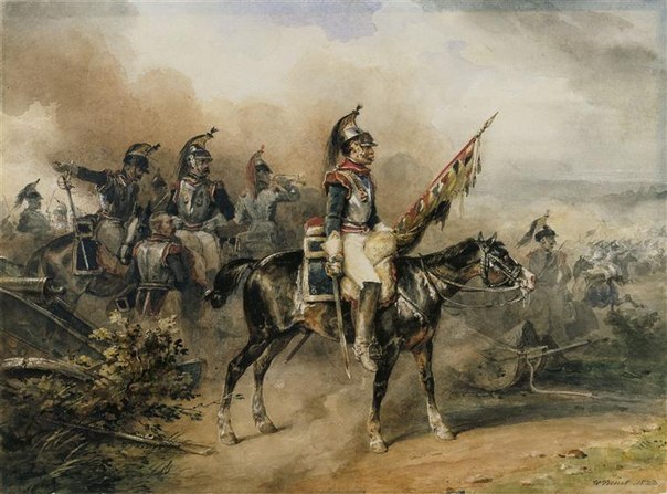 Ниже представлены французские кирасиры времён Наполеона Эти войска представляли собой тяжёлую кавалерию, сметавшую всё на своём пути.Вот, как отзывается английский прапорщик Гронау, описывая